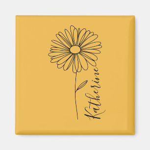 Personalised name April daisy Birth Flower Magnet
