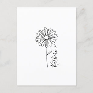 Personalised name April daisy Birth Flower Postcard