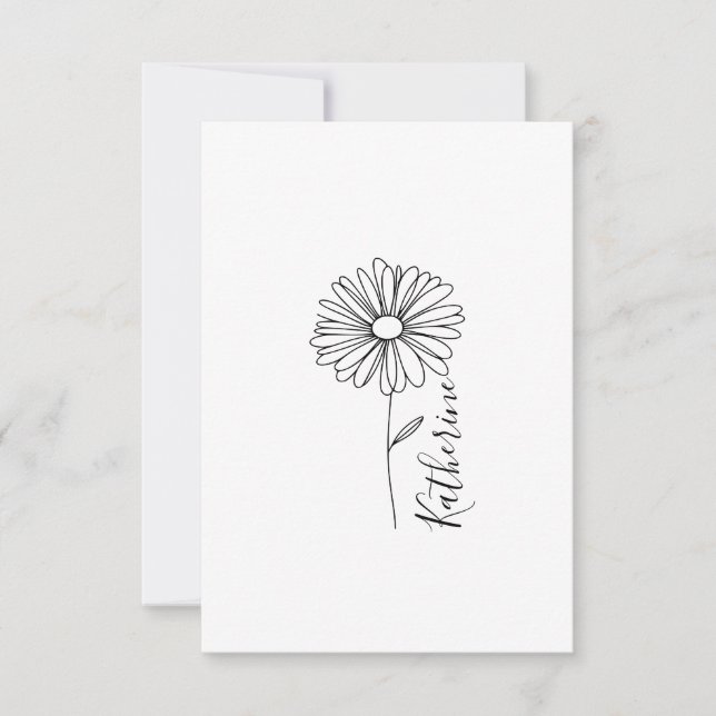 Personalised name April daisy Birth Flower Thank You Card (Front)