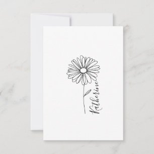 Personalised name April daisy Birth Flower Thank You Card