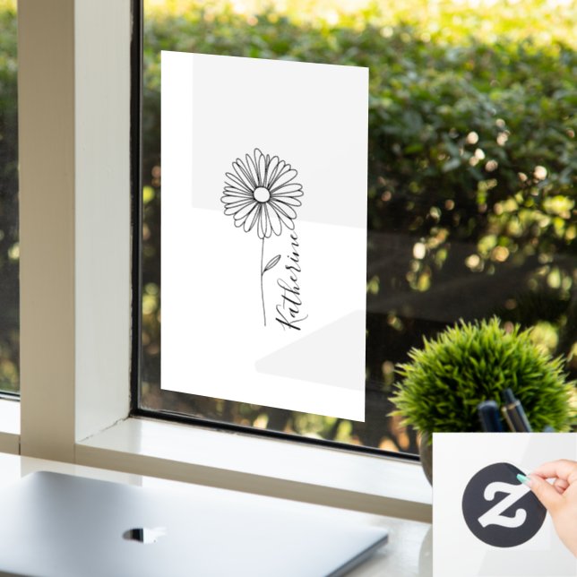 Personalised name April daisy Birth Flower Window Cling (Office)