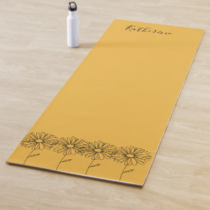 Personalised name April daisy Birth Flower Yoga Mat