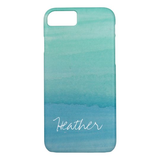 Personalised name aqua watercolor iPhone 7 case
