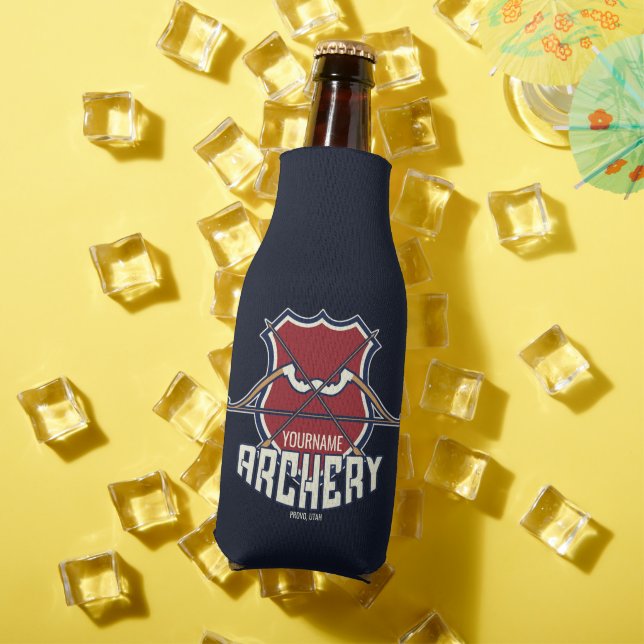 Personalised NAME Archery Sports Recurve Bow Arrow Bottle Cooler (In Situ Summer)