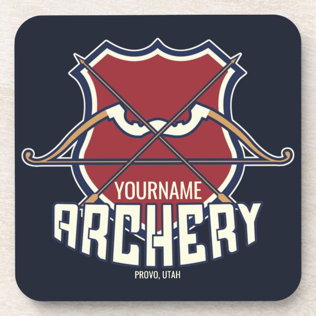Personalised NAME Archery Sports Recurve Bow Arrow Coaster (Front)