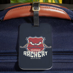 Personalised NAME Archery Sports Recurve Bow Arrow Luggage Tag