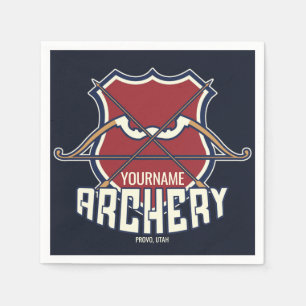 Personalised NAME Archery Sports Recurve Bow Arrow Napkin