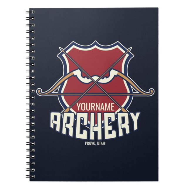 Personalised NAME Archery Sports Recurve Bow Arrow Notebook (Front)