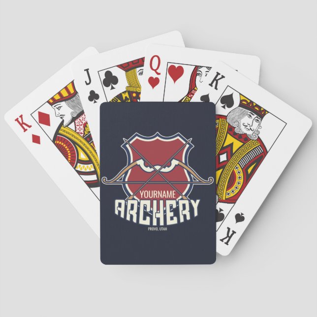 Personalised NAME Archery Sports Recurve Bow Arrow Playing Cards (Back)
