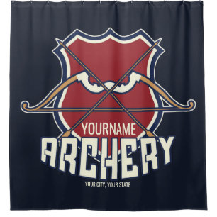Personalised NAME Archery Sports Recurve Bow Arrow Shower Curtain