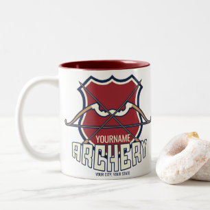 Personalised NAME Archery Sports Recurve Bow Arrow Two-Tone Coffee Mug