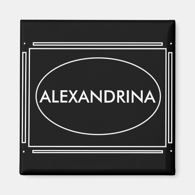 Personalised Name Art Deco Gift Magnet (Front)