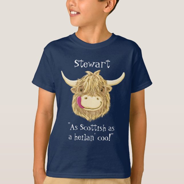 Personalised Name As Scottish As A Highland Cow T-Shirt (Front)