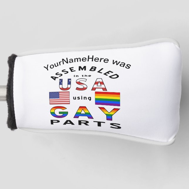 Personalised Name Assembled USA Gay Parts  Golf Head Cover (Front)