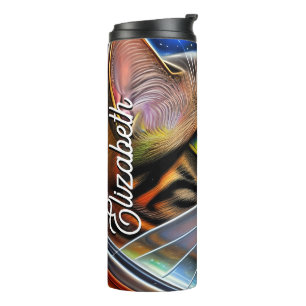 Personalised Name Astronaut Cat Thermal Tumbler