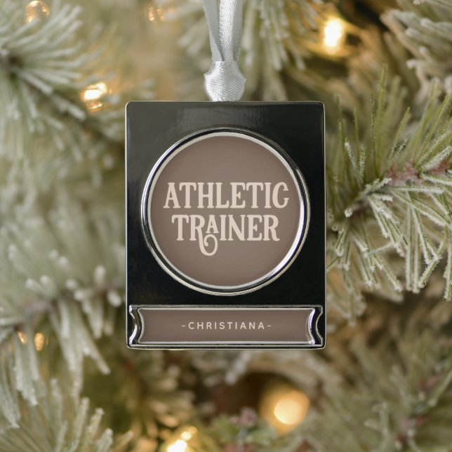 Personalised Name Athletic Trainer Silver Plated Banner Ornament (Tree)