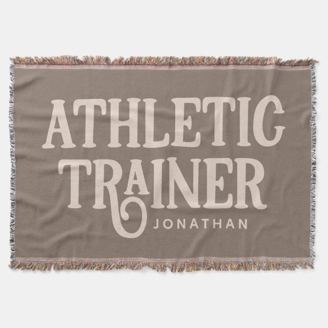 Personalised Name Athletic Trainer Throw Blanket (Front)
