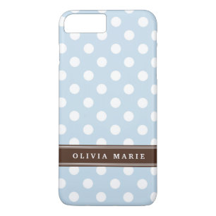 Personalised Name Baby Blue Polka Dots Pattern iPhone 8 Plus/7 Plus Case