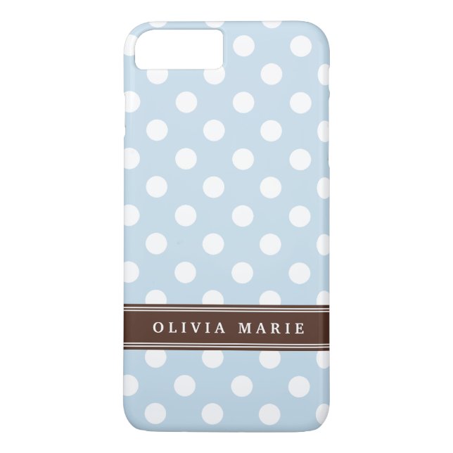 Personalised Name Baby Blue Polka Dots Pattern Case-Mate iPhone Case (Back)