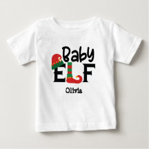 Personalised Name Baby Elf Christmas T-Shirt
