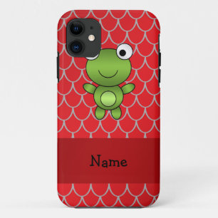 Personalised name baby frog red dragon scales iPhone 11 case