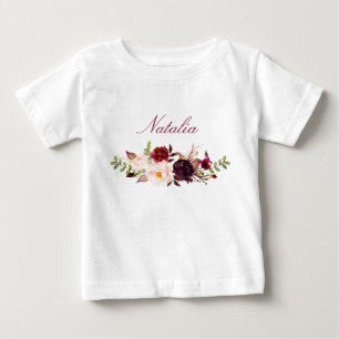 Personalised Name Baby Girl Watercolor Floral-8 T-Shirt