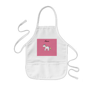 Personalised name baby unicorn pink diamonds kids apron