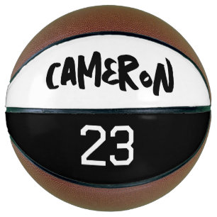 Personalised Name Ball Player Number Black White Basketball