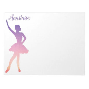 Personalised name ballerina girl dancing notepad