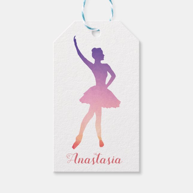 Personalised name ballerina modern  gift tags (Front)