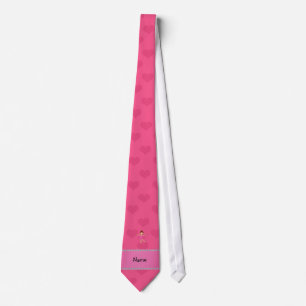 Personalised name ballerina pink hearts tie