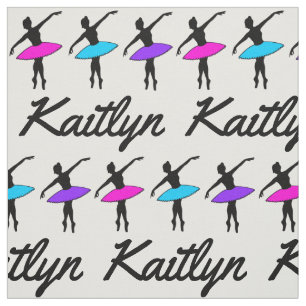 Personalised Name Ballet Pointe Dancer Ballerina Fabric
