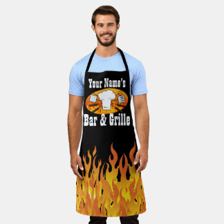 Personalised Name Bar and Grille BBQ Apron