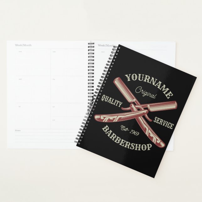 Personalised NAME Barber Straight Razor Barbershop Planner (Display)