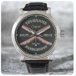 Personalised NAME Barber Straight Razor Barbershop Watch<br><div class="desc">Personalised Retro Barber Straight Razor Barber Shop Design - Customise with your Name or Custom Text!</div>