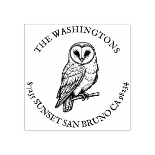 Personalised Name Barn Owl Return Address Stamp