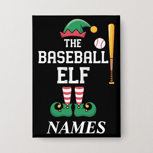 Personalised Name Baseball Elf Family Matching  (Front)