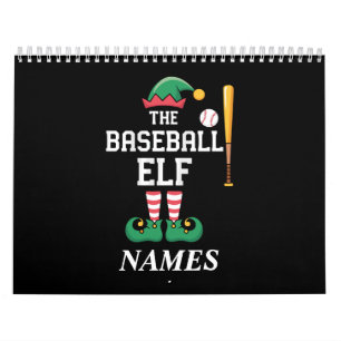 Personalised Name Baseball Elf Family Matching Calendar