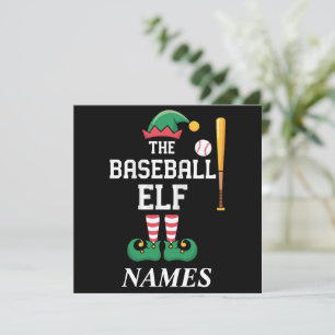 Personalised Name Baseball Elf Family Matching  Holiday Card