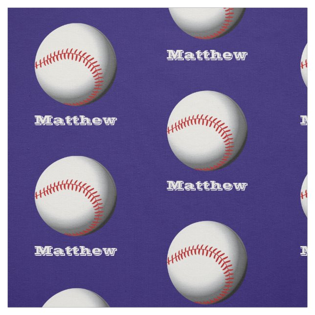 Personalised Name Baseball Pattern Fabric (Swatch)