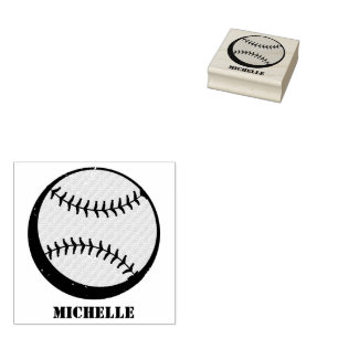 Personalised Name Baseball  Rubber Stamp