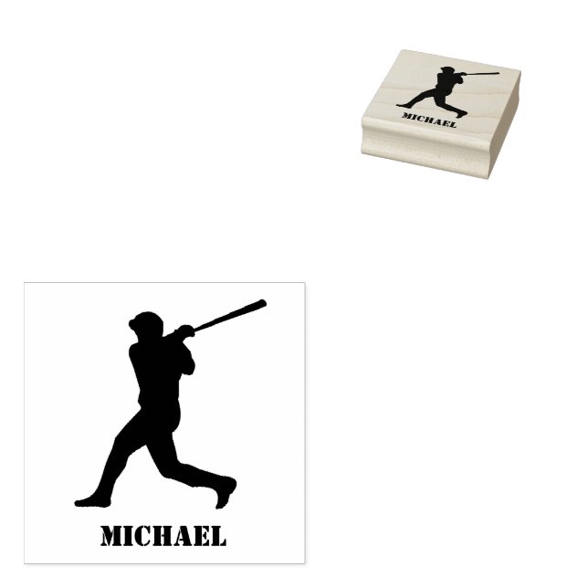 Personalised Name Baseball  Rubber Stamp (Stamped)
