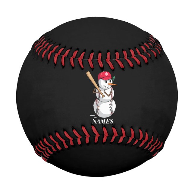 Personalised Name Baseball Snowman Balls Snow Xmas (Front)