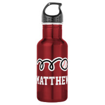 Personalised name baseball sports water bottle