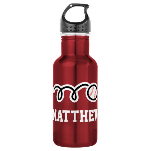 Personalised name baseball sports water bottle