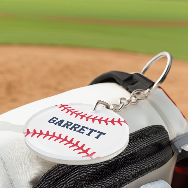 Personalised Name Baseball Stitching Key Ring (Creator Uploaded)