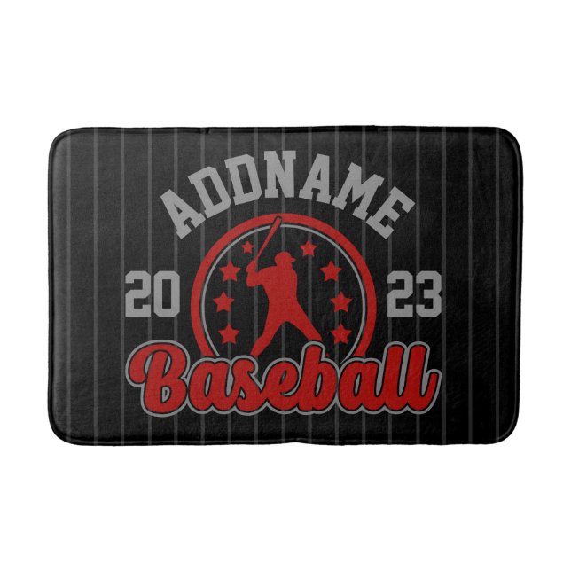 Personalised NAME Baseball Team Player Game Bath Mat (Front)