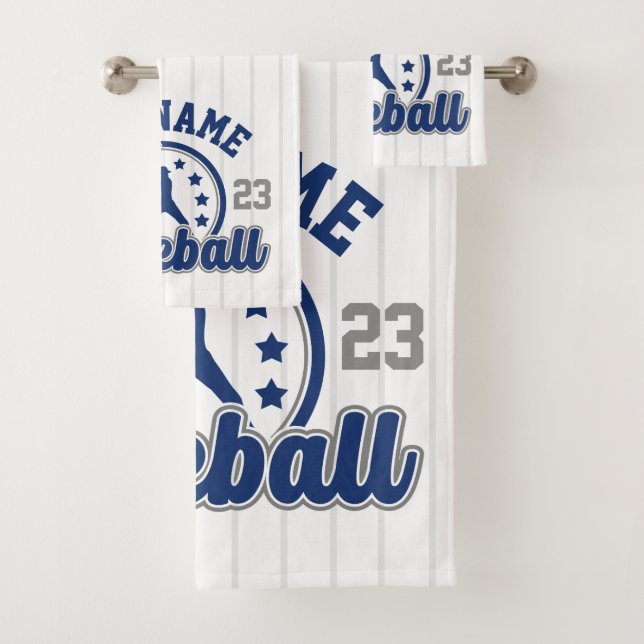 Personalised NAME Baseball Team Player Game Bath Towel Set (Insitu)