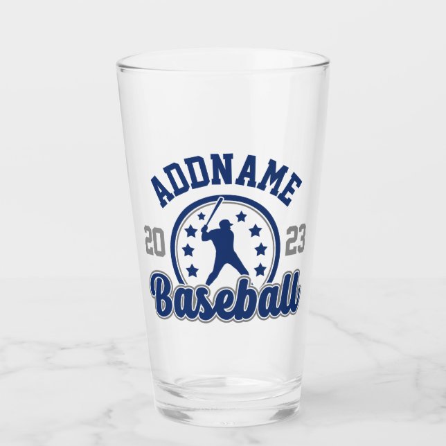 Personalised NAME Baseball Team Player Game Glass (Front)