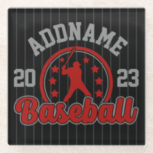 Personalised NAME Baseball Team Player Game Glass Coaster